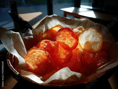 Crispy cheese chips served ...