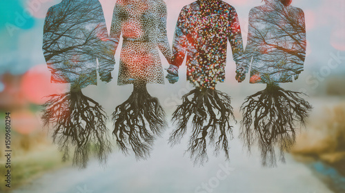 Double exposure portrait of...