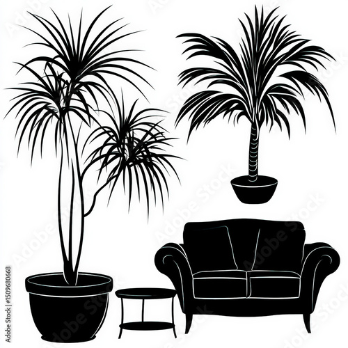 living room silhouette , bl...