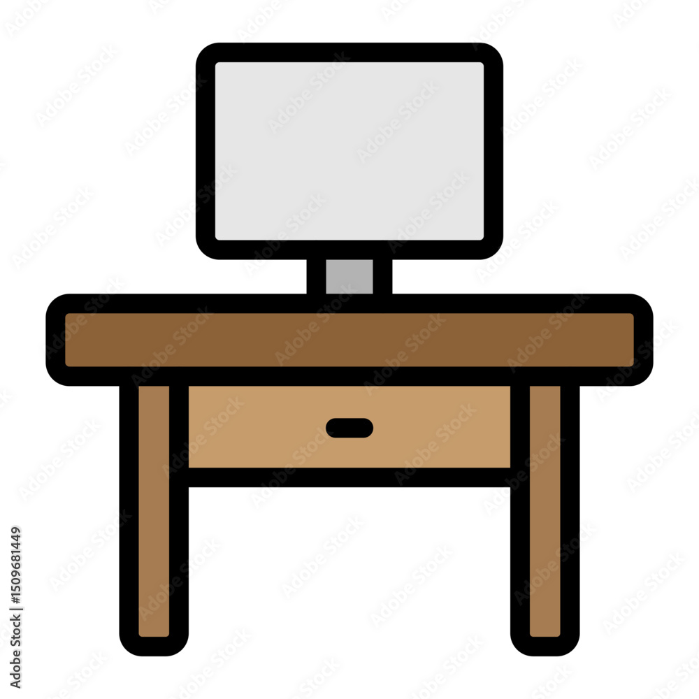 Office Table Vector Filled Icon Design Office Table Vector Filled Icon Design