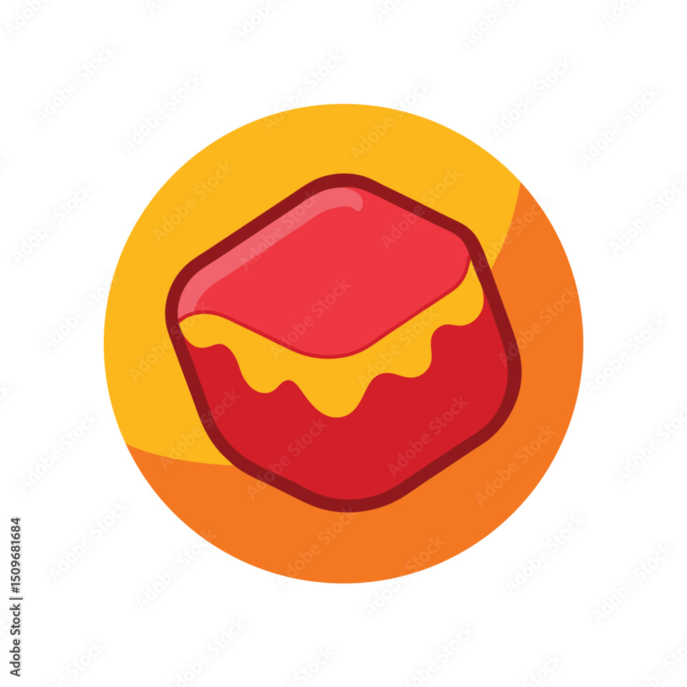Obraz premium Jelly Filled Candy Icon with Bite and Visible Filling