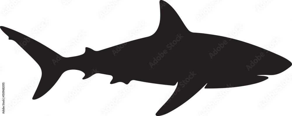Fototapeta premium Shark silhouette simple design black, Minimal shark profile clean vector