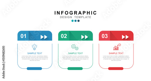 Vector Infographic label design template with icons and 3 options or steps. Can be used for process diagram.	
