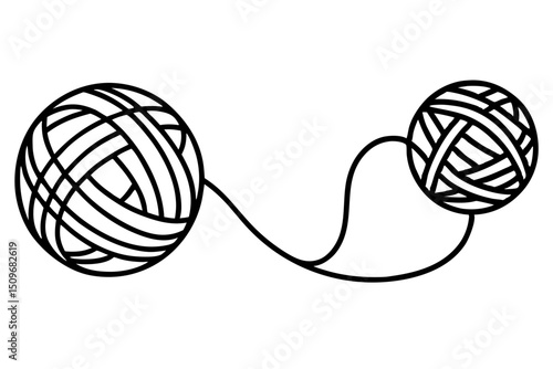 Connected skeins of yarn simple outline art design element