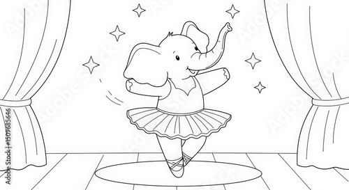 Adorable Elephant Ballerina on Stage