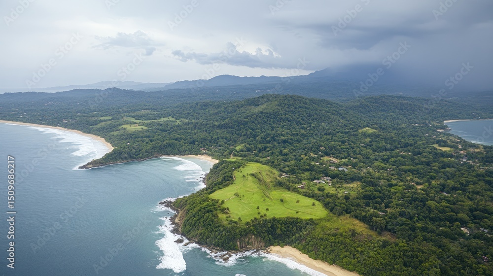Aerial View of Lush Coastal Landscape in Dominica Aerial View of Lush Coastal Landscape in Dominica