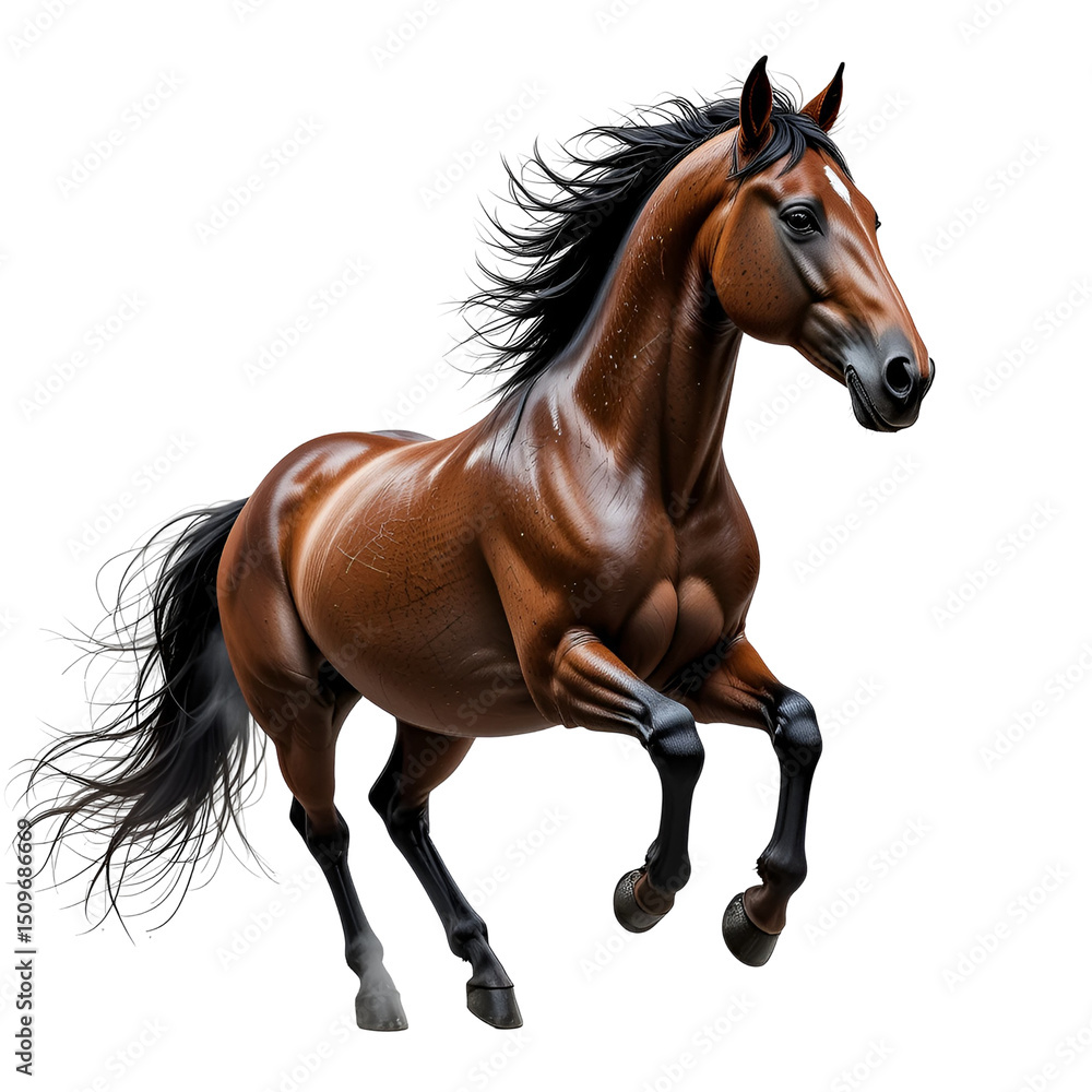 Fototapeta premium muscular horse running gallantly isolated on transparent png. 