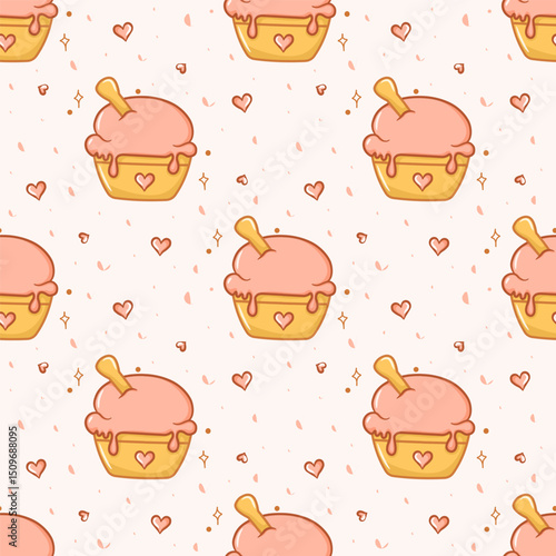 ice cream in cute bowl seamless pattern wallpaper for wraping papper kids background