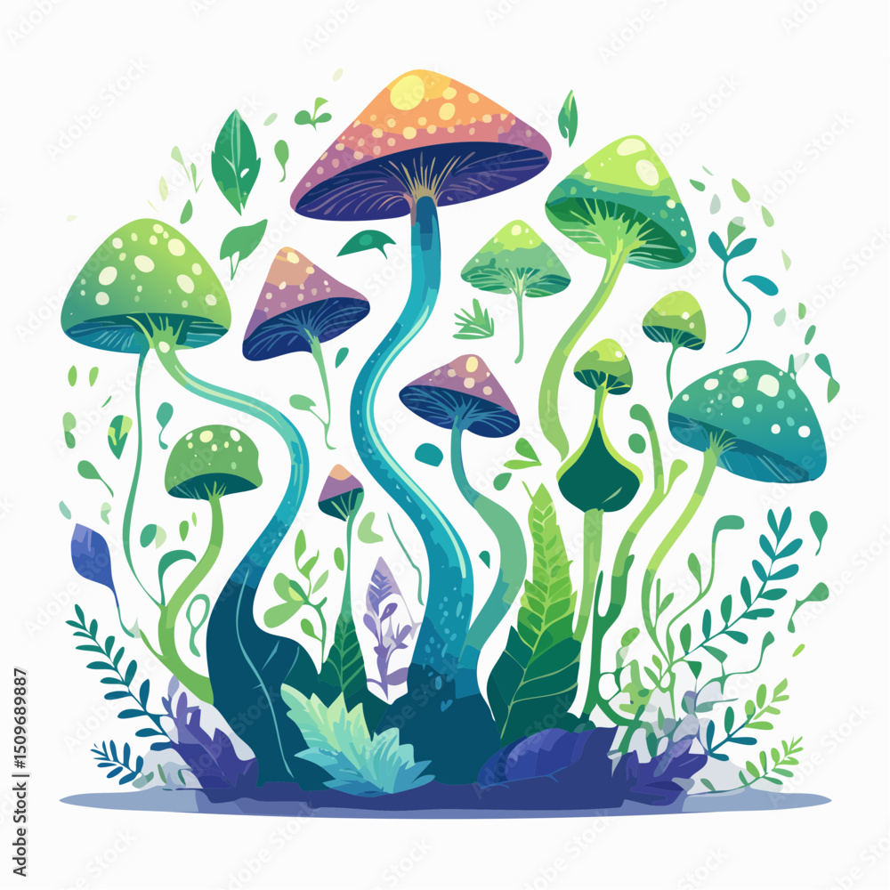 A surreal vector set of alien flora—great for games, posters, and world-building art. A surreal vector set of alien flora—great for games, posters, and world-building art.