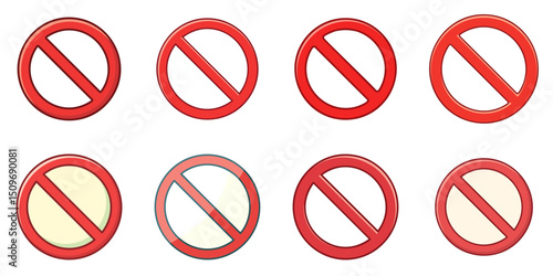 Multiple vector illustration prohibitive marks, outlines