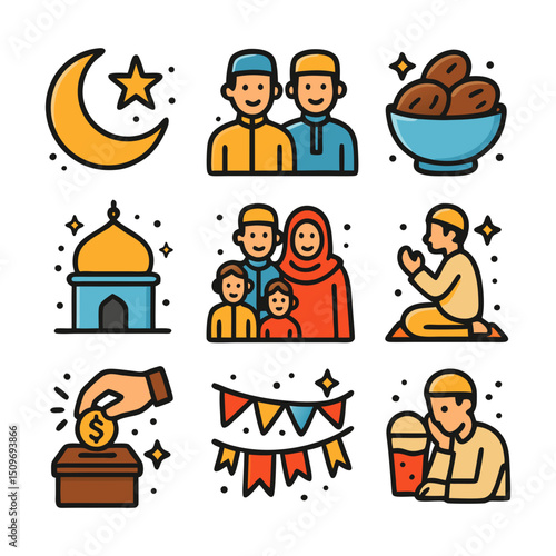 Wallpaper Mural Ramadan icons ideal for social media posts, websites, posters, and cards. Perfect for celebrating the holy month visually. Torontodigital.ca