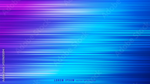 Futuristic digital light abstract background features dynamic horizontal motion blur effect with smooth gradient from blue, cyan, and purple