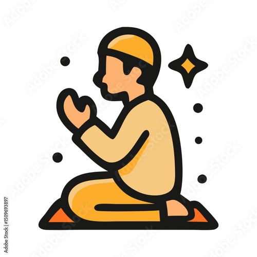 Praying on a mat, suitable for religious and spiritual concepts, prayer practices, Islamic