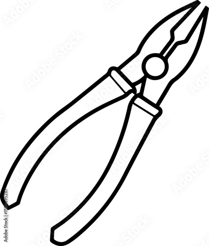 Pliers outline vector illustration, line art