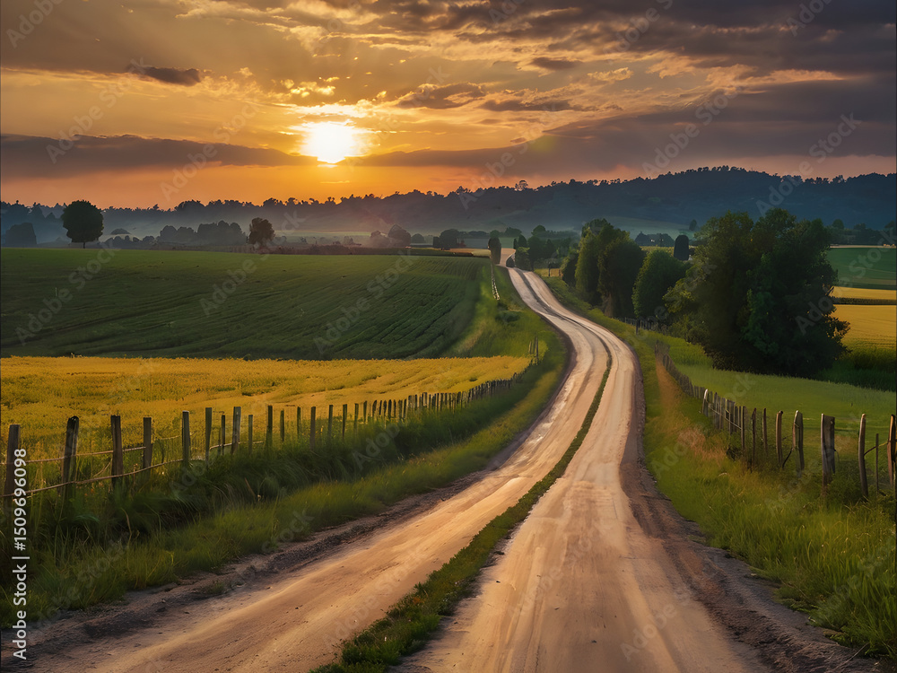 Obraz premium sunset over the road