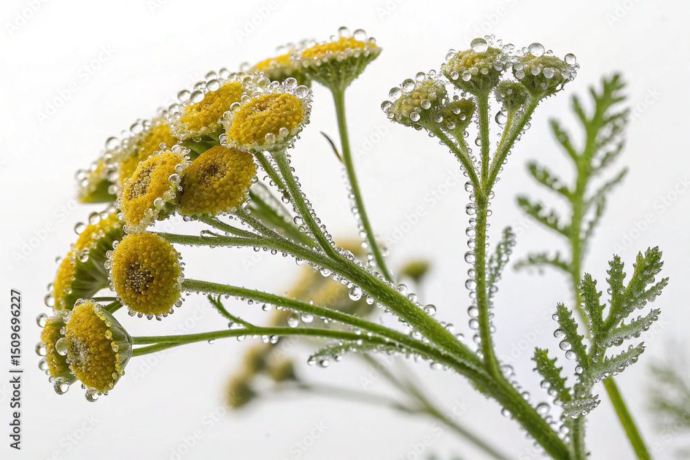 Fototapeta premium Dew-Kissed Tansy: Hyperrealistic Floral Beauty