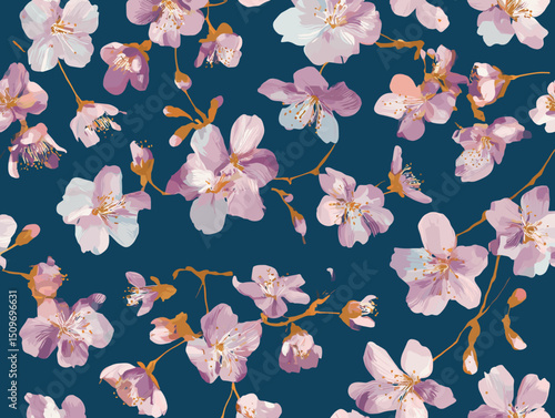 cherry blossom, flower, pattern, floral, seamless, vector, illustration, nature, spring, blossom, design, wallpaper, decoration, flowers, pink, cherry, tree, art, leaf, beauty, plant, texture, branch,