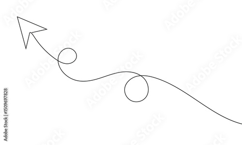 Arrow icon continuous one line drawing and minimalist style isolate outline vector icon . Vector Illustration . EPS 20 .  