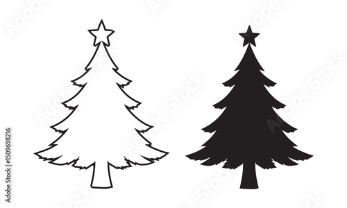 fir tree seamless pattern cartoon style isolated on white background . Christmas tree vector illustration kids textile or wrapping repeatable tile square