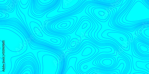 Geographic blue and cyan color abstract grid contour line style mountain topography pattern background, detailed contour topographic landscape terrain texture map of abstract vector background.