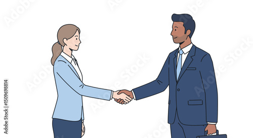 Diverse Business Partnership: Woman and Man in Professional Handshake