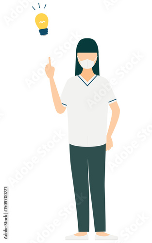 Simple illustration of a female nurse with long hair inspiring ideas