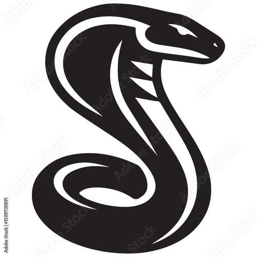 Black  white graphic cobra in defensive posture