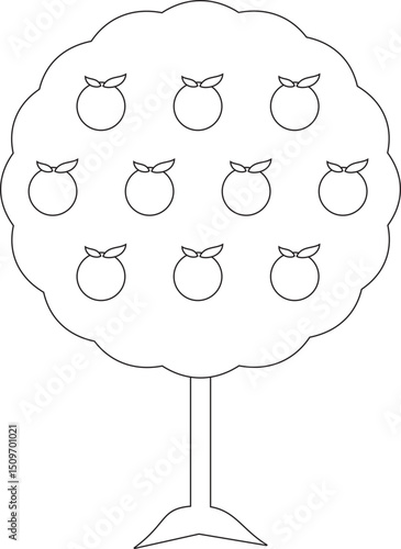 orange tree gardening illustration element outline