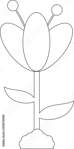tulip flower gardening illustration element outline