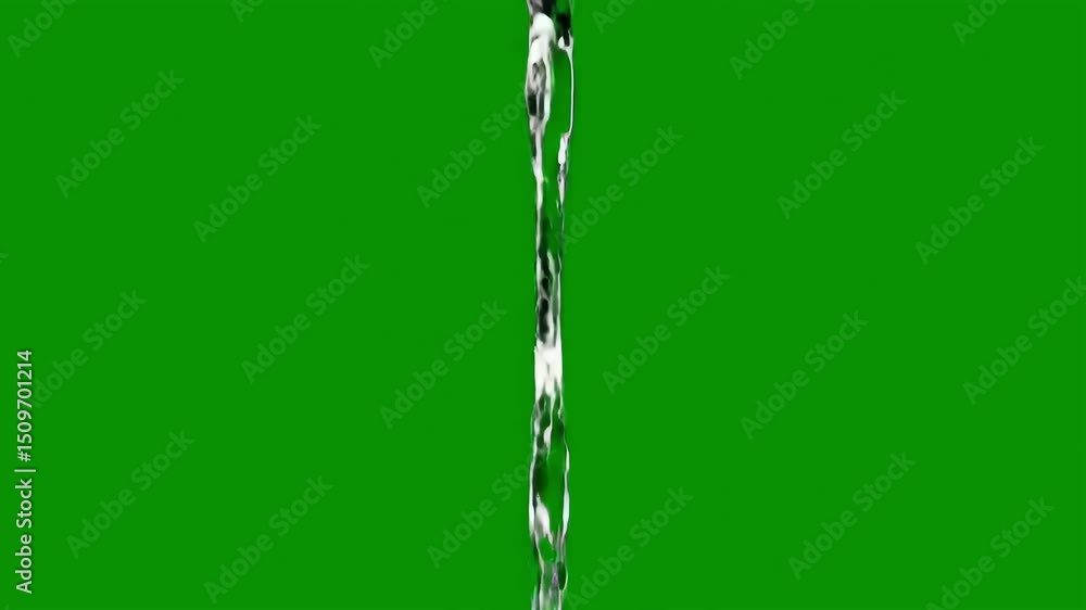 Water Stream Against Green Screen Background