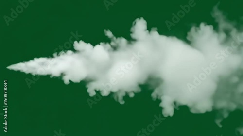 White Smoke Stream on Green Screen Background for Visual Effects Compositing