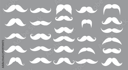 30+ White Mustache Silhouettes Vector Clipart Facial Hair Designs