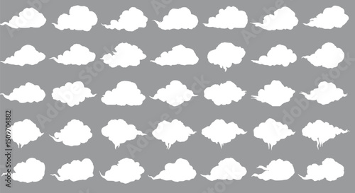 40 White Cartoon Clouds Sky Weather Clipart PNG SVG
