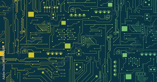 Circuit board technology background with hi-tech digital data connection system and computer electronic design. 