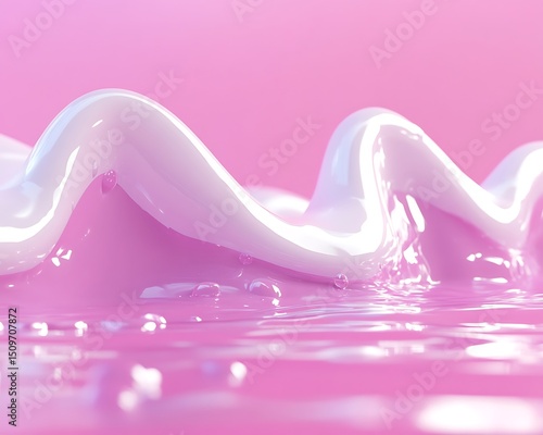 Abstract liquid swirls, pink and white