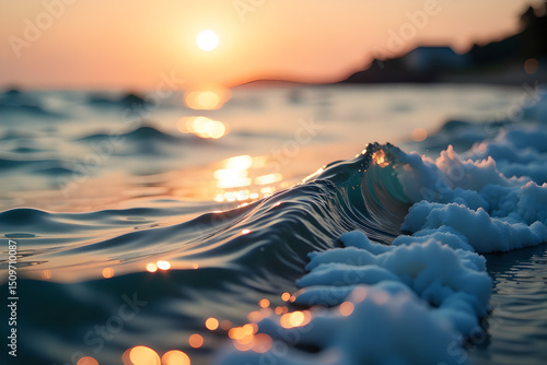 Soft Focus Seascape: Shimmering Water at Dusk [with space for text]