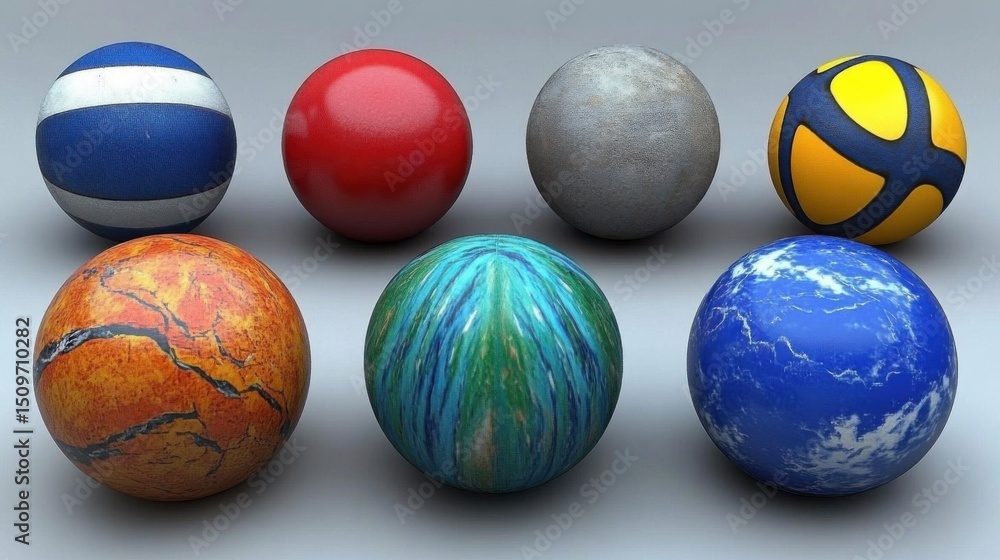 Naklejka premium Colorful Sphere Collection: Textures and Patterns
