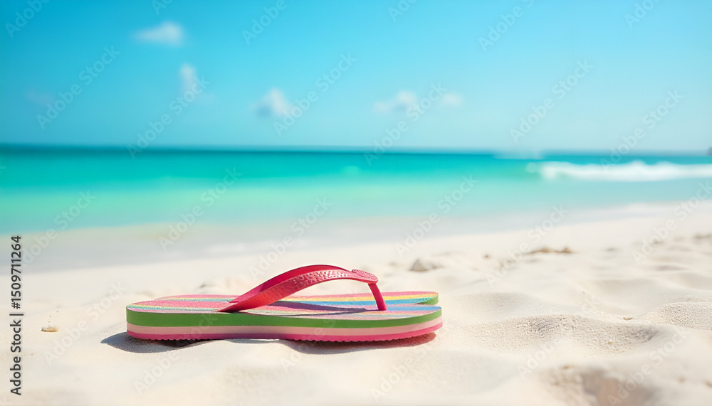 Obraz premium flip flops on the beach