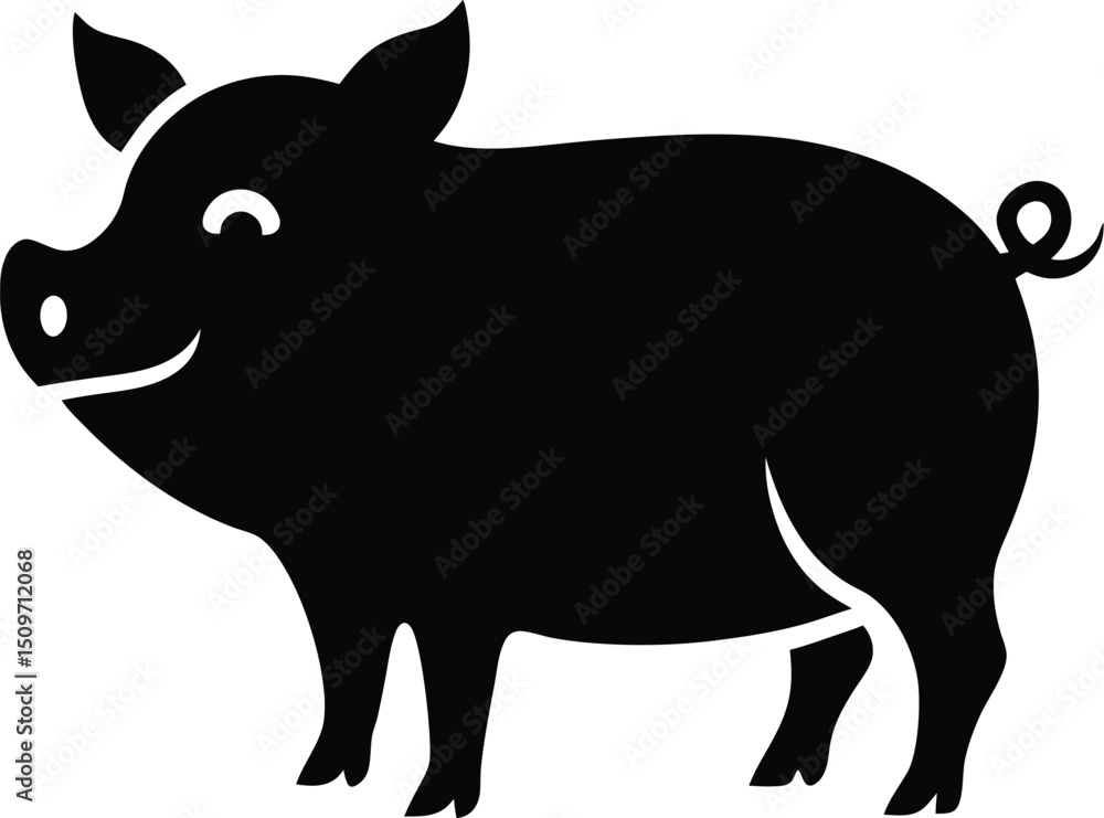 Fototapeta premium vector illustration of a black pig