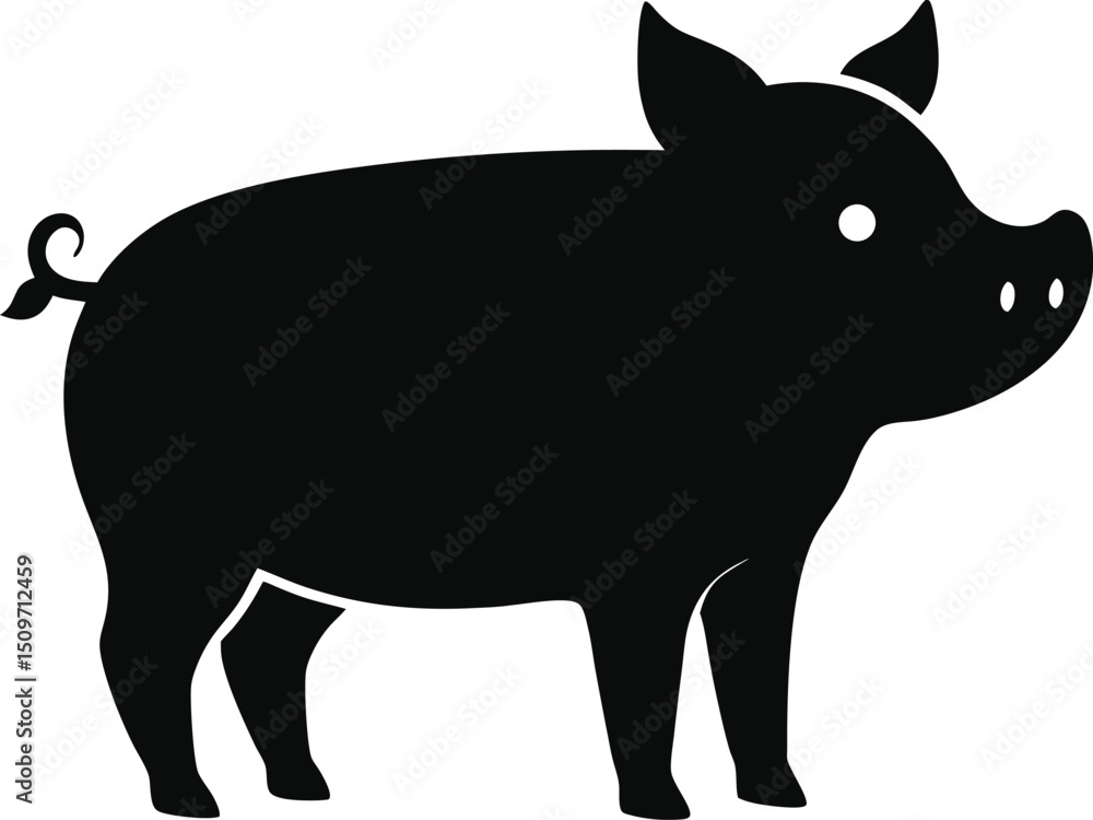 Fototapeta premium vector illustration of a black pig