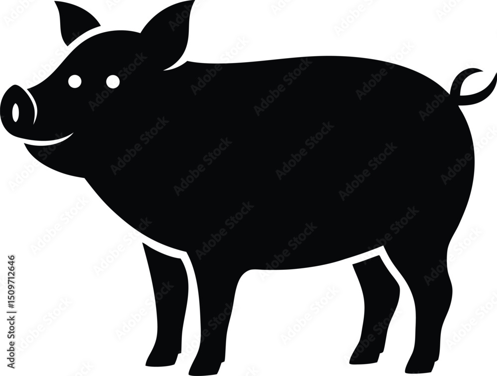 vector illustration of a black pig vector illustration of a black pig