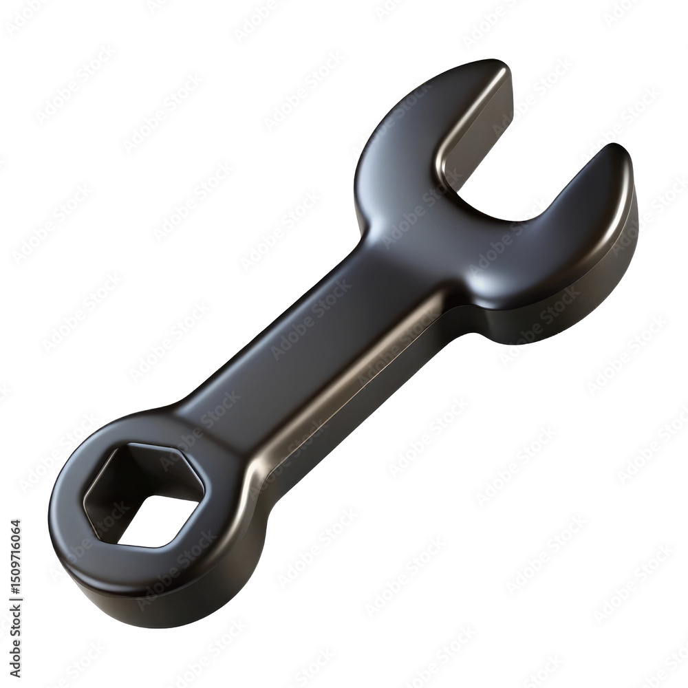 Black Wrench Tool with Glossy Surface and Bold Design 3d icon in cartoon plastic style minimal isolated on transparent white background, clipping path Black Wrench Tool with Glossy Surface and Bold Design 3d icon in cartoon plastic style minimal isolated on transparent white background, clipping path