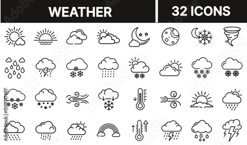 Weather Forecast Symbol Representing Sun, Cloud, Rain, and Climate Conditions