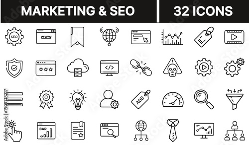 Marketing and SEO Icon with Megaphone and Magnifying Glass Representing Digital Promotion and Search Optimization