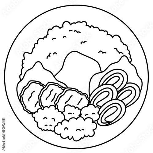 Lunch box vector icon, Lunchbox set with healthy food