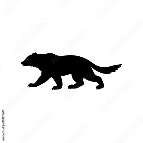 A Detailed Monochrome Vector Design of a Running Wolverine in a Side Profile