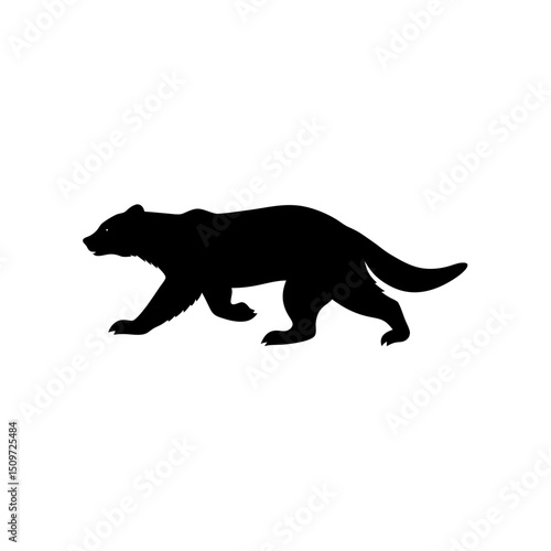 An Elegant Monochrome Vector Illustration of a Running Wolverine in Side Profile