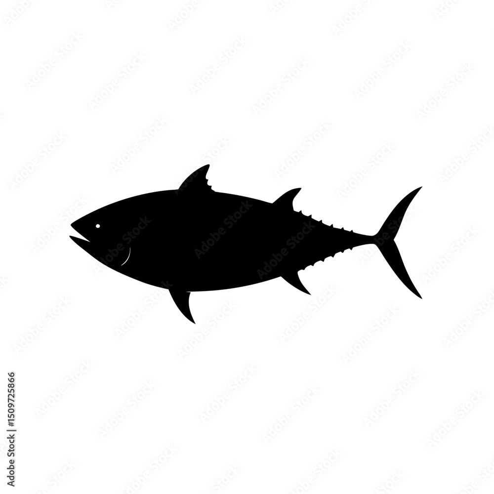 Fototapeta premium High Quality Monochrome Vector Graphic of a Swimming Tuna in a Side View Profile