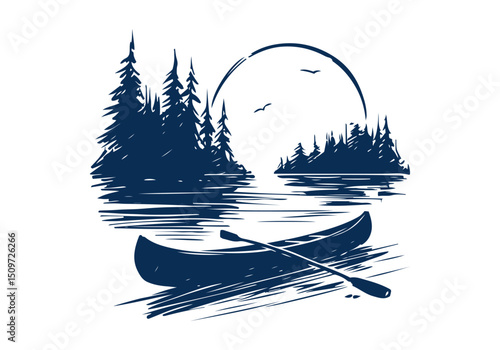 Canoe hand drawn sketch vector illustration