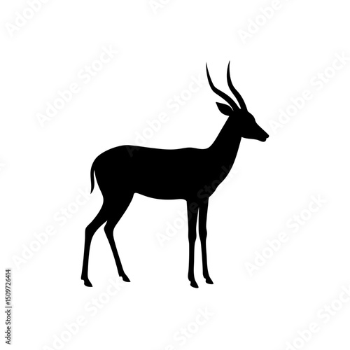 Professional Side Profile of a Springbok as a Black Silhouette Vector Design